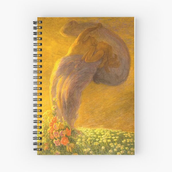 Item preview, Gaetano Previati "Il Sogno" The Dream romantic floral landscape golden painting print, circa 1912 designed and sold by Jéanpaul  Ferro.