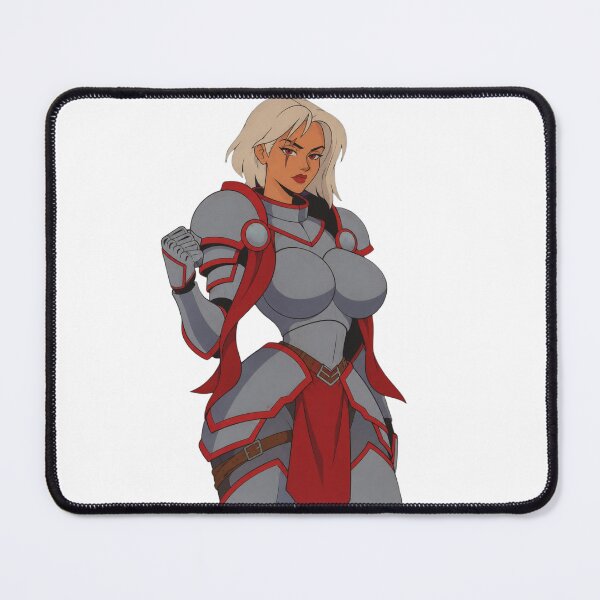 Item preview, Vintage Fantasy Warrior Woman – Red Armor Retro Anime Pin Up designed and sold by Hollow Moon Studios..