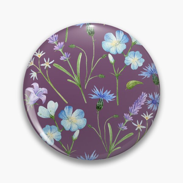Item preview, Blue and Purple Wildflowers on Plum Background  designed and sold by White Rabbit Design .