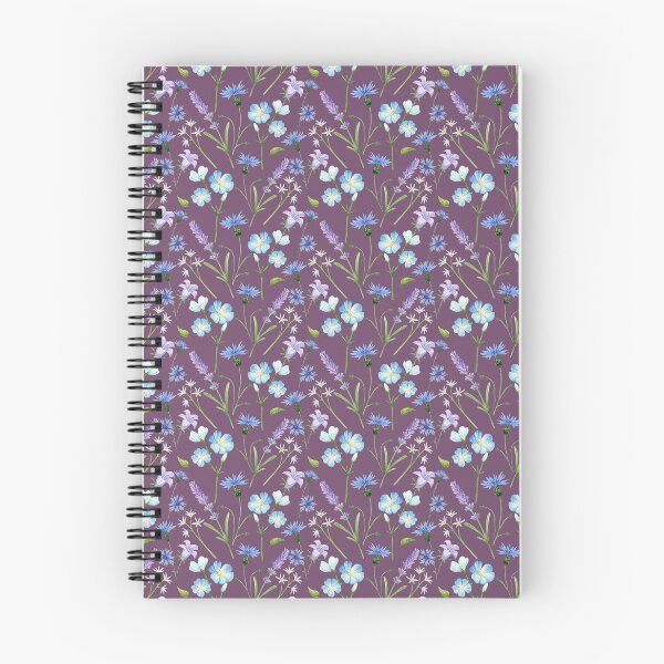 Item preview, Blue and Purple Wildflowers on Plum Background  designed and sold by White Rabbit Design .