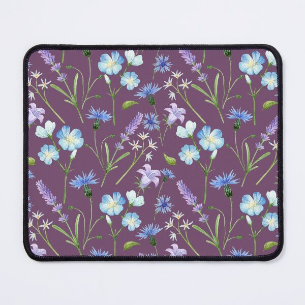 Item preview, Blue and Purple Wildflowers on Plum Background designed and sold by White Rabbit Design .