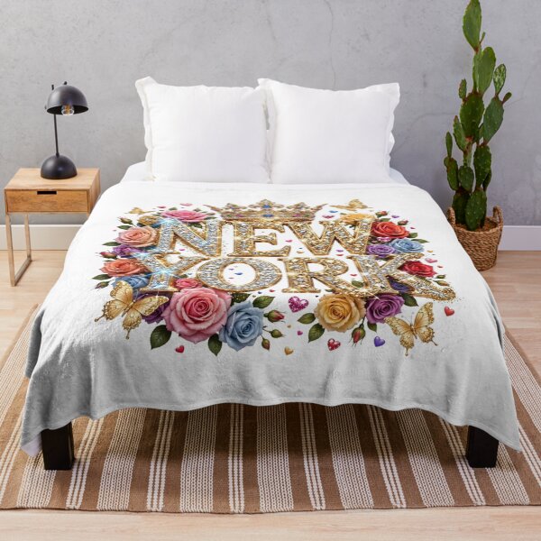 Item preview, New York Colorful Flowers, Golden Butterflies, And Small Colorful Hearts, Funny designed and sold by YoutahShop⭐⭐⭐⭐⭐.