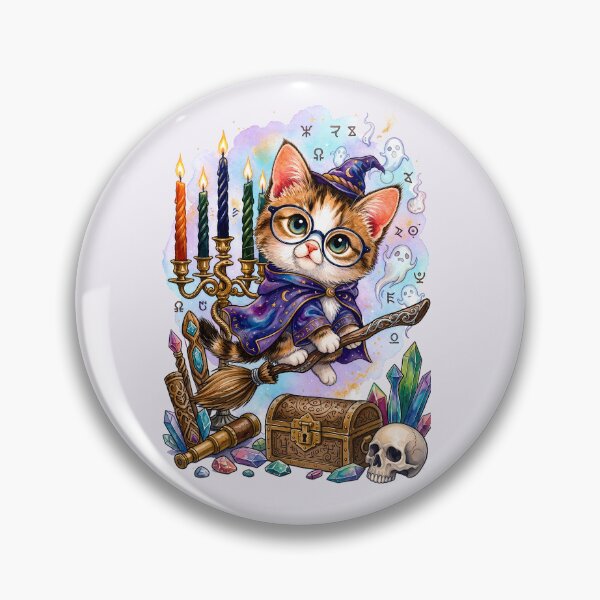 Item preview, Copy of Cute Watercolor Wizard Cat - Magical Kawaii Kitten designed and sold by SuperMama1973.