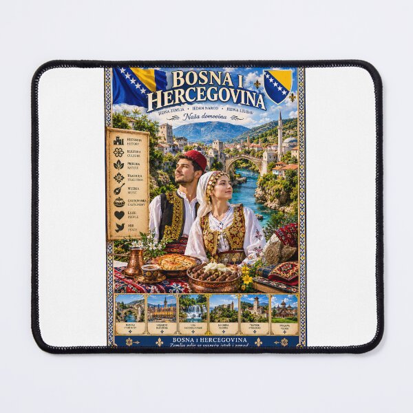 Item preview, Bosnia Travel Poster Vintage - Mostar Bridge & Balkan Retro Travel Art designed and sold by alexcorporation.