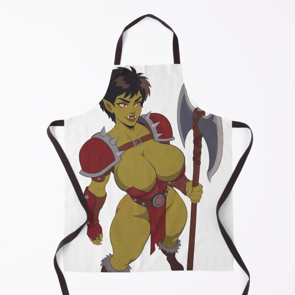 Item preview, Vintage Orc Warrior Woman – Fantasy Pin Up Axe Wielding Green Skin designed and sold by  Hollow Moon Studios..