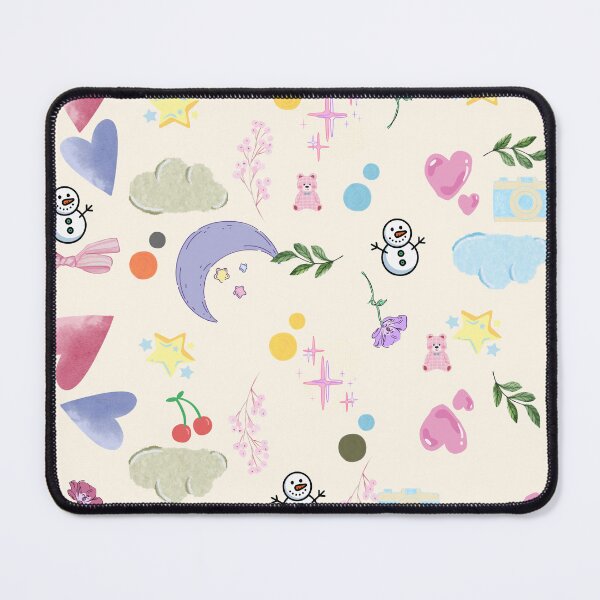 Item preview, Cute Pastel Winter Pattern with Snowmen, Hearts, Stars, and Cherries  Stickers, T-Shirts, Phone Cases, Tote Bags, Notebooks, Mugs, Pillows, Art Prints, Laptop Sleeves, Leggings, Dresses, and Backpacks designed and sold by ArtwithRabbit.