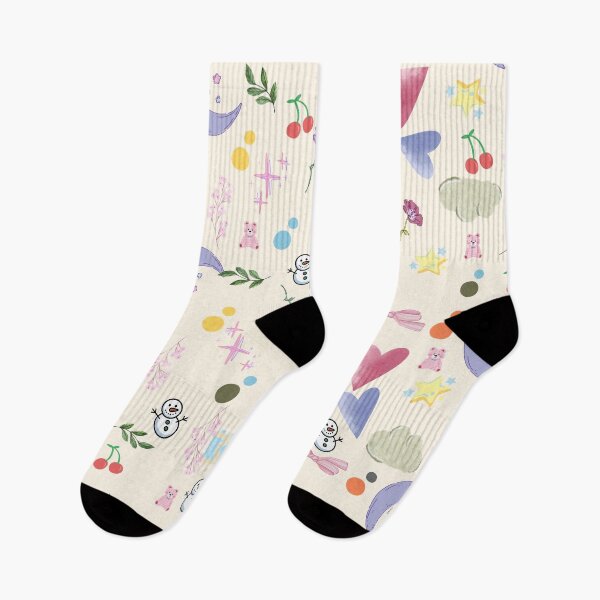 Item preview, Cute Pastel Winter Pattern with Snowmen, Hearts, Stars, and Cherries  Stickers, T-Shirts, Phone Cases, Tote Bags, Notebooks, Mugs, Pillows, Art Prints, Laptop Sleeves, Leggings, Dresses, and Backpacks designed and sold by ArtwithRabbit.