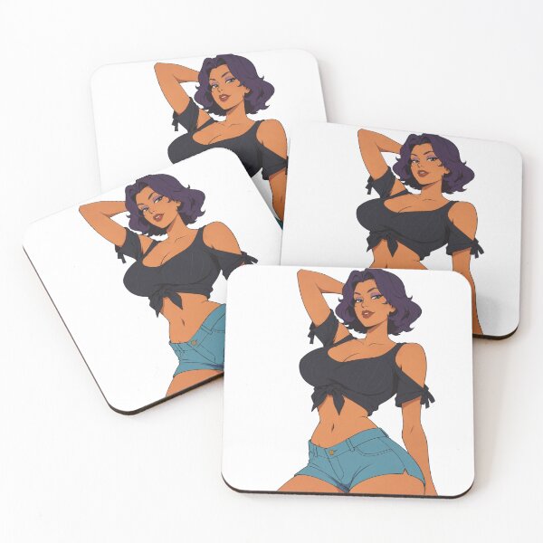 Item preview, Vintage Curvy Pin Up Woman – Retro 70s Style Purple Hair designed and sold by  Hollow Moon Studios..