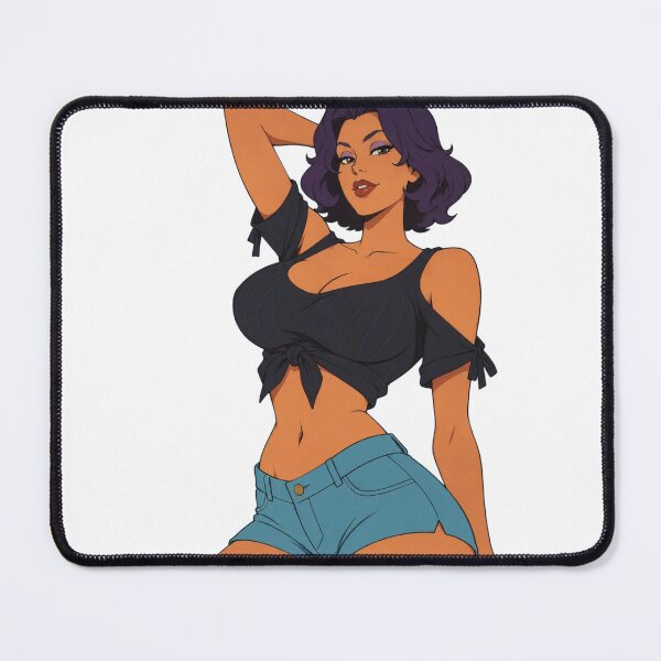 Item preview, Vintage Curvy Pin Up Woman – Retro 70s Style Purple Hair designed and sold by Hollow Moon Studios..