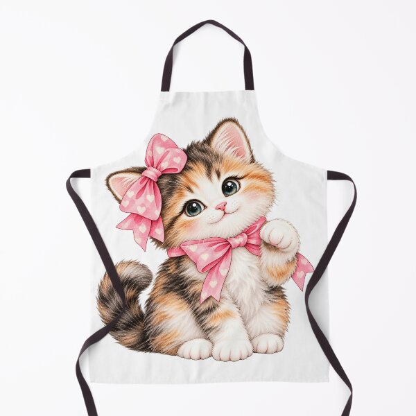 Item preview, Cute Watercolor Kitten with Pink Bow – Coquette Cat Art designed and sold by gtara1.