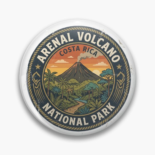 Item preview, Arenal Volcano Costa Rica Vintage Travel Badge designed and sold by TicoInk.