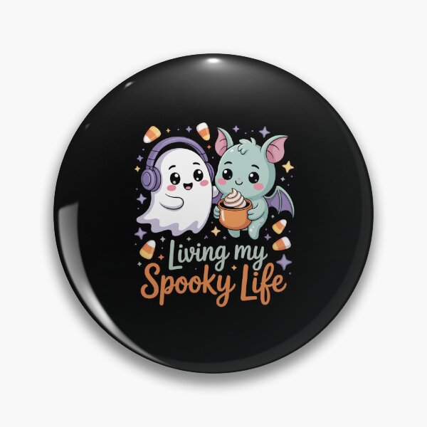 Item preview, Living My Spooky Life – Cute Ghost Bat Halloween Art designed and sold by jkrphoto.