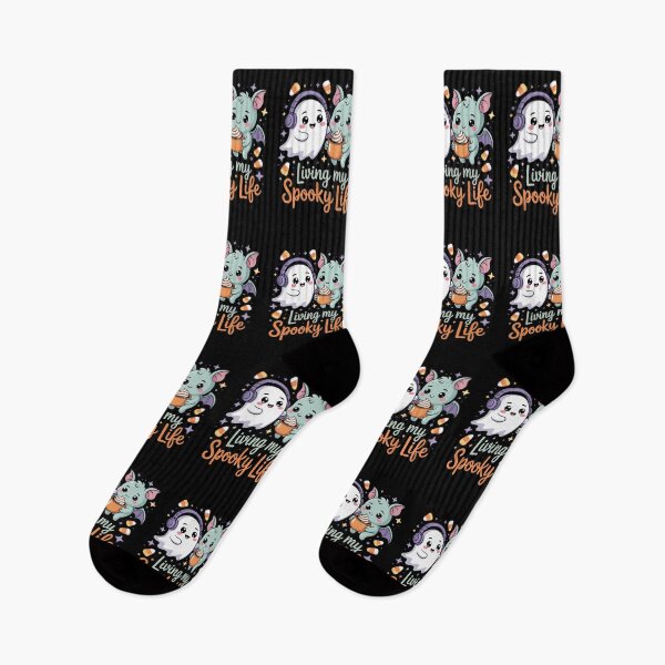 Item preview, Living My Spooky Life – Cute Ghost Bat Halloween Art designed and sold by jkrphoto.
