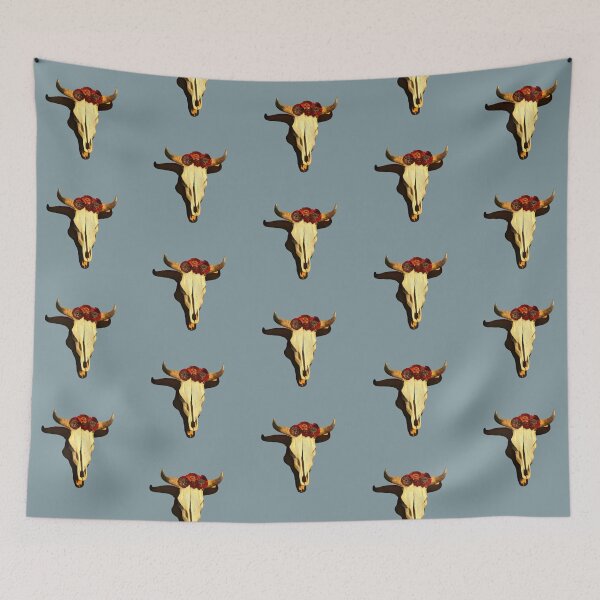 Item preview, Cattle Skull with Red Flowers  designed and sold by oh-bi-me.