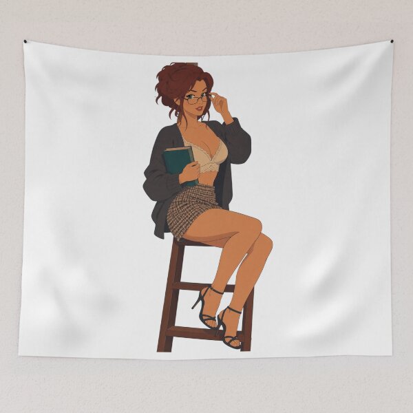Item preview, Vintage Bookish Pin Up Girl Retro Anime Aesthetic designed and sold by Hollow Moon Studios..
