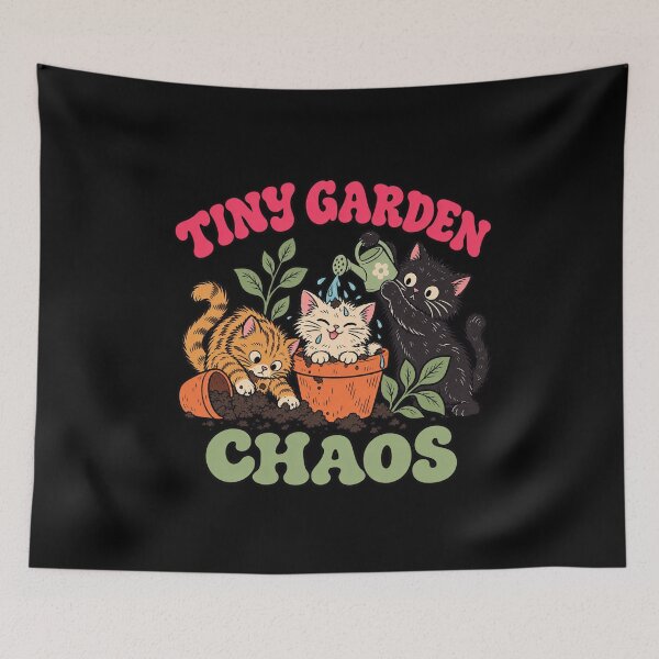 Item preview, Tiny Garden Chaos Funny Cats with Flowerpots designed and sold by AMICO77.