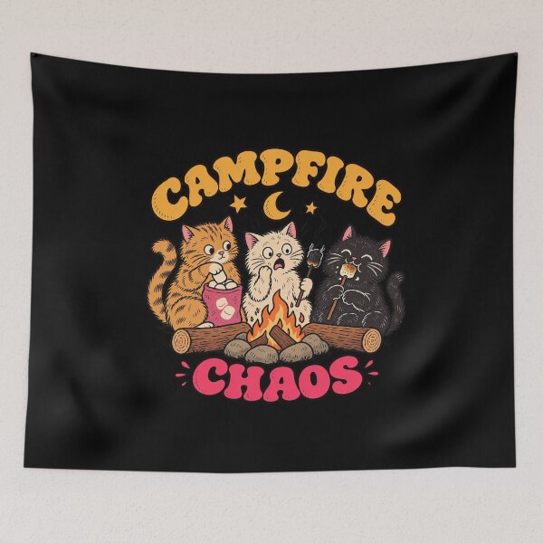 Item preview, Campfire Chaos Funny Cats Roasting Marshmallows designed and sold by AMICO77.