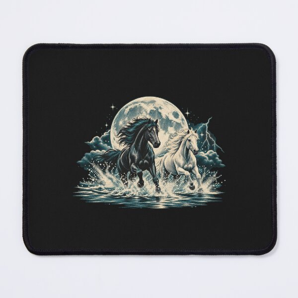 Item preview, Running Horses Moonlight 90s Storm Nature Art designed and sold by AmiGraph.
