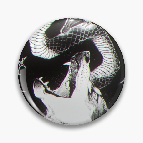 Item preview, Serpent Wrapped Around Wolf – Gothic Black and White Snake Art designed and sold by Mypixieart.