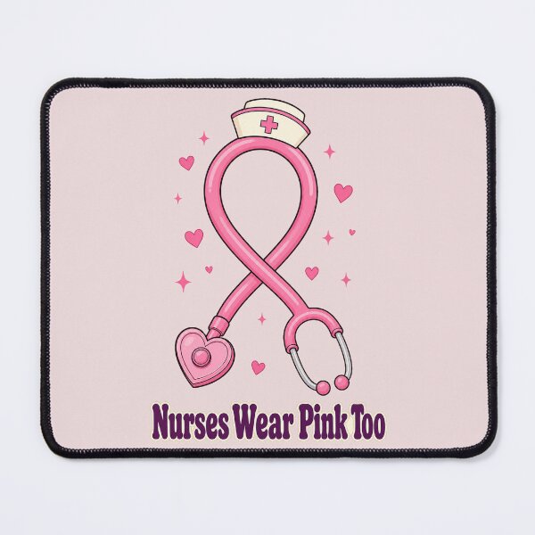 Item preview, Nurses Wear Pink Too - Breast Cancer Awareness Stethoscope Pink Ribbon designed and sold by MIRAJIL.
