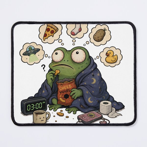 Item preview, Insomniac Frog Meme - 3AM Snack Thoughts designed and sold by VineVibe16Studio.