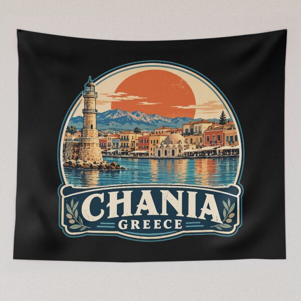 Item preview, Chania Crete Greece Travel Retro Vintage designed and sold by TomFrontierArt.