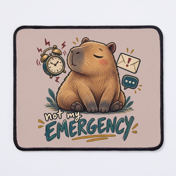 Item preview, Not My Emergency – Calm Capybara Chaos Illustration designed and sold by MAD's Recreation Studio.