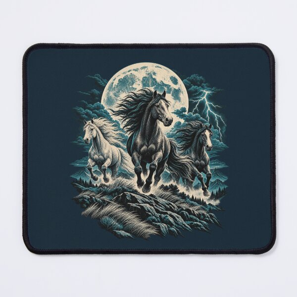Item preview, Running Horses Full Moon Storm 90s Nature Graphic designed and sold by AmiGraph.