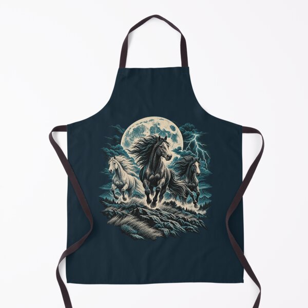 Item preview, Running Horses Full Moon Storm 90s Nature Graphic designed and sold by AmiGraph.