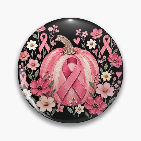 Item preview, Floral Pink Pumpkin Breast Cancer Awareness Ribbon designed and sold by thepixfactory.