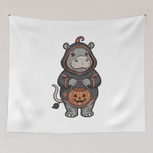 Item preview, Cute Hippo Halloween Witch Costume Pumpkin Spooky Viral designed and sold by ArtDesignTp.