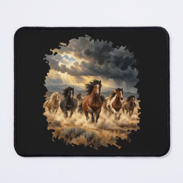 Item preview, Wild Horse Herd Atmospheric Storm Painterly Western Art designed and sold by AmiGraph.