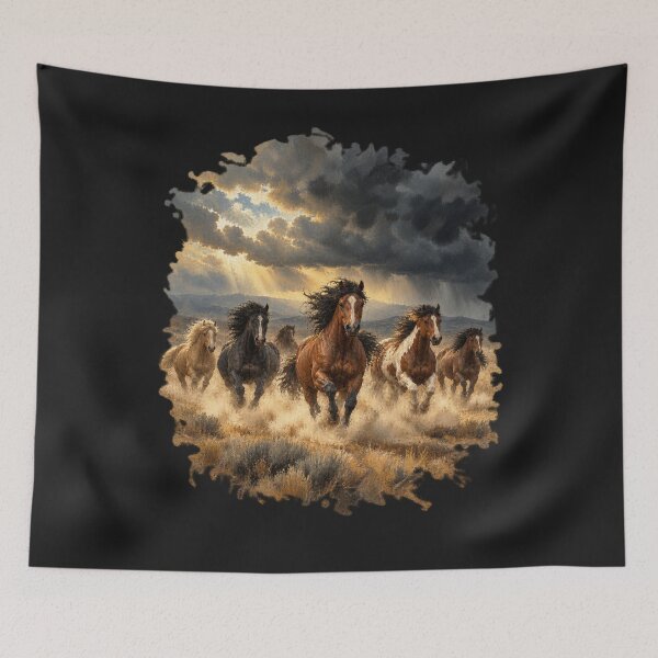 Item preview, Wild Horse Herd Atmospheric Storm Painterly Western Art designed and sold by AmiGraph.