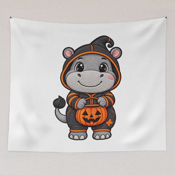 Item preview, Hippo Halloween Witch Costume Pumpkin Cute Spooky Humor designed and sold by ArtDesignTp.