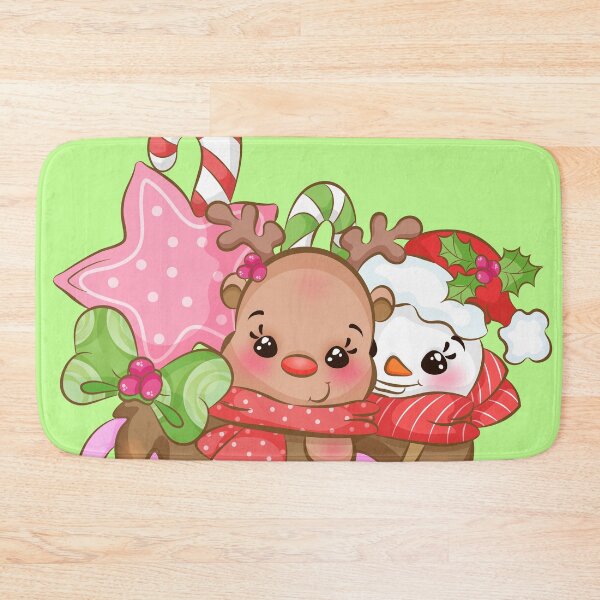 Item preview, cute deer, cute snowman, cup, candy and bow, merry christmas. designed and sold by Ticiadesign.