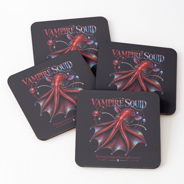 Item preview, Vampire Squid Crimson Holographic Deep Sea Art designed and sold by KenworksDigital.