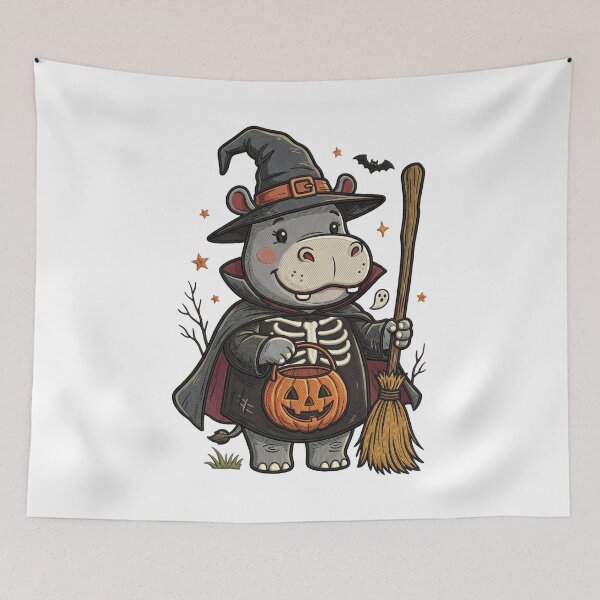 Item preview, Cute Halloween Hippo Witch Costume Pumpkin Spooky Art designed and sold by ArtDesignTp.