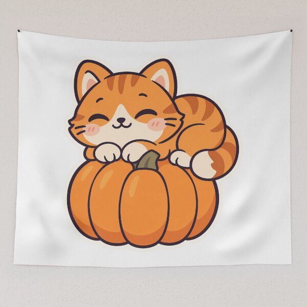 Item preview, Orange Cat Pumpkin Nap - Cute Fall Kitty designed and sold by OuqCreations.
