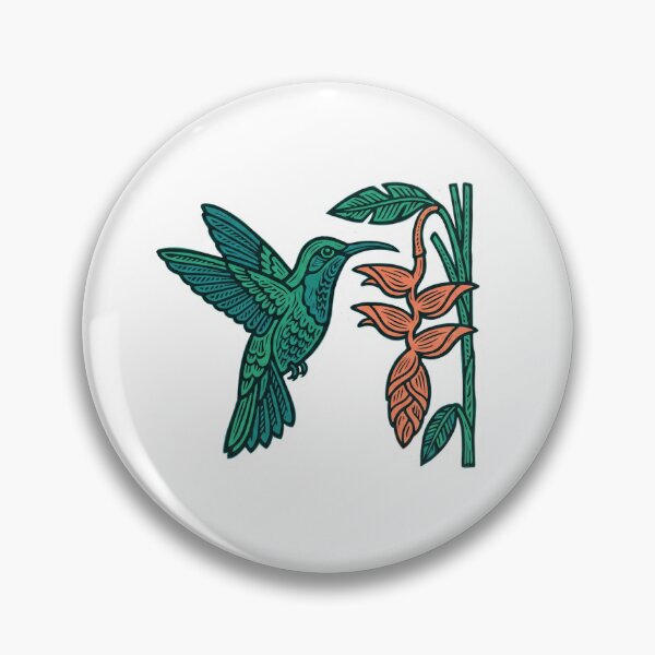 Item preview, Emerald Hummingbird & Heliconia Linocut designed and sold by TicoInk.