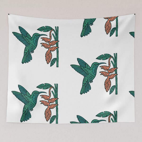 Item preview, Emerald Hummingbird & Heliconia Linocut designed and sold by TicoInk.