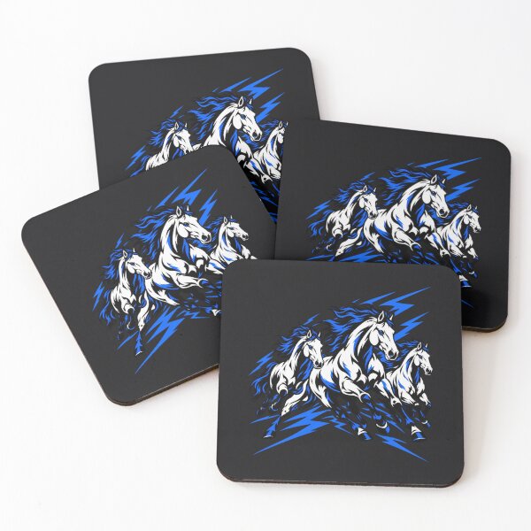 Item preview, Running Horses Electric Blue Screenprint Art designed and sold by AmiGraph.