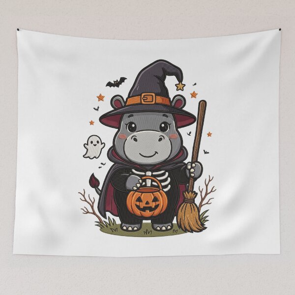 Item preview, Funny Halloween Hippo Witch Costume Pumpkin Spooky designed and sold by ArtDesignTp.