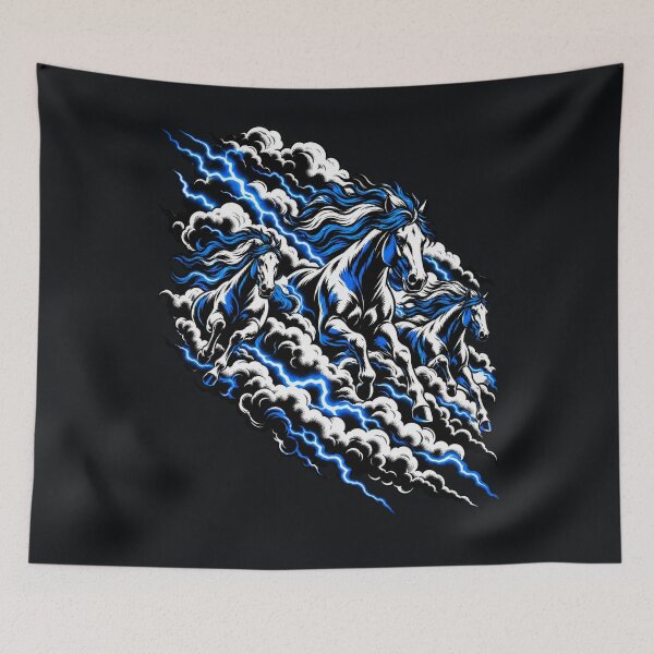 Item preview, Horse Stampede Electric Storm Screenprint Art designed and sold by AmiGraph.