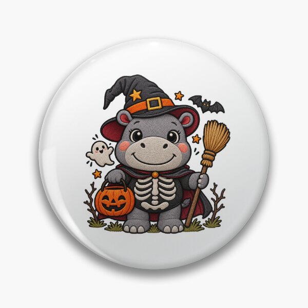 Item preview, Cute Hippo Halloween Witch Costume Pumpkin Funny Spooky Art designed and sold by ArtDesignTp.