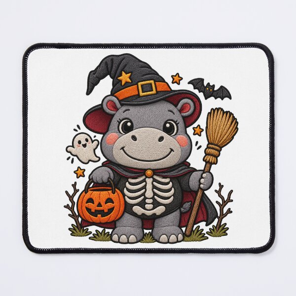 Item preview, Cute Hippo Halloween Witch Costume Pumpkin Funny Spooky Art designed and sold by ArtDesignTp.