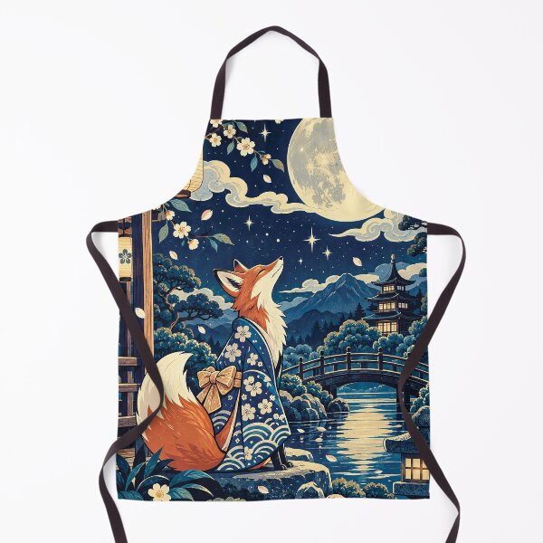 Item preview, Elegant Red Fox in Traditional Kimono by Full Moon and Cherry Blossom Lake designed and sold by Gold Turtle  Lina.