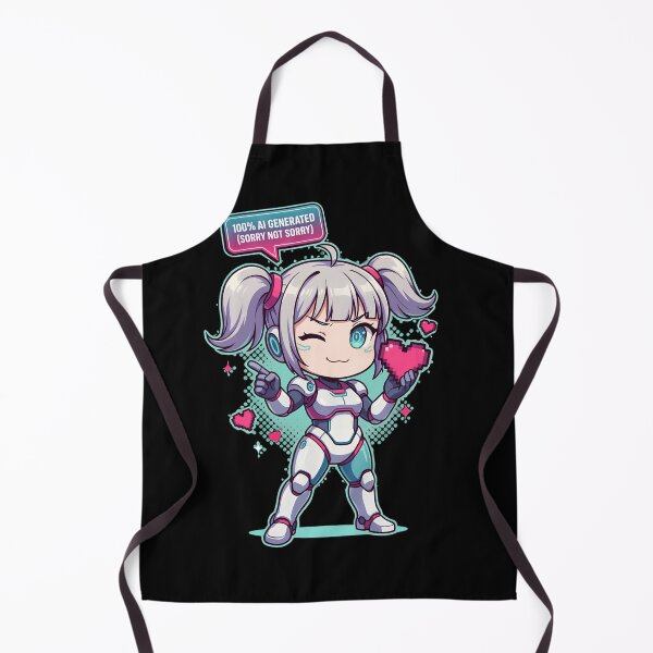 Item preview, 100% AI Generated Sorry Not Sorry Cute Anime Robot Girl Pixel Heart Kawaii Cyberpunk Chibi Design designed and sold by DarylWelsh2024.