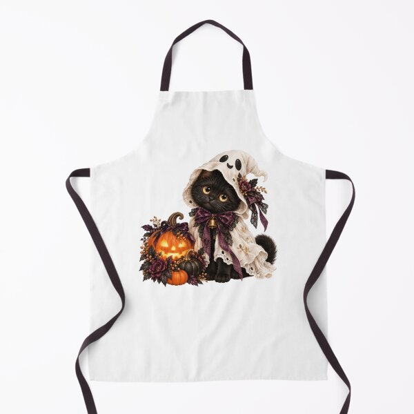 Item preview, Black Cat Ghost Costume with Pumpkin – Halloween designed and sold by INVITOARTE.