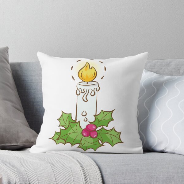 Artikelvorschau, Weihnachtskerze mit einem Blattzweig mit realistischen Details. entworfen und verkauft von Ticiadesign.
