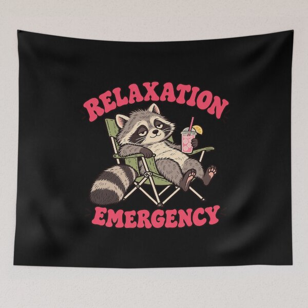 Item preview, Relaxation Emergency Raccoon in a Camping Chair designed and sold by AMICO77.